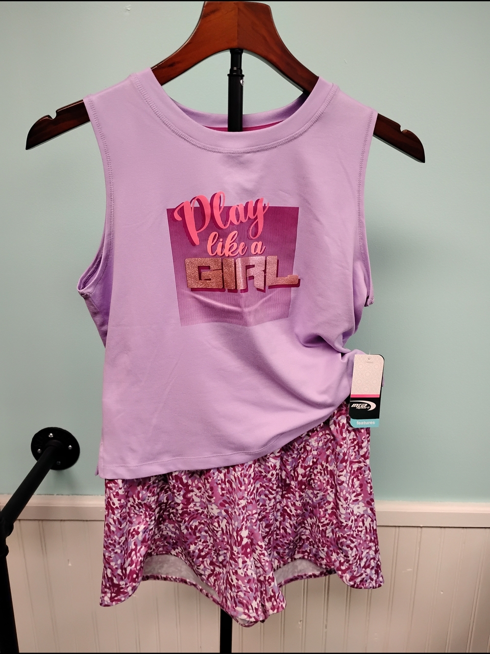 Girls' Lilac 'Play Like a Girl' Tank Top & Short Set
